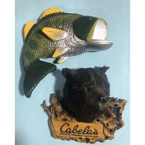 2 3-D Magnets Largemouth Bass and Cabela’s Black bear NMint